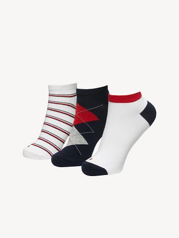 Női Tommy Hilfiger Ankle 3PK Zokni Fehér Színes | HU 651SGL